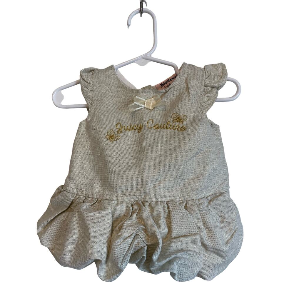 Juicy Couture gold bubble dress logo embroidered sleeveless Size 12 mo